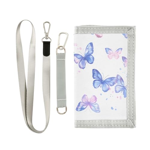 ALAZA Kids Wallets for Boys Girls Toddler Trifold Wallet Children Small White Butterfly with Zipper Coin Pocket