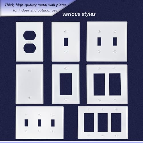 FunKiim Metal Electrical Outlet Covers, light Switch Cover Wall Plates, Mid Size 3.16''*4.92'' Switch Plate, Wall Plates of Various Styles for Indoor and Outdoor Pure White (1 Gang Duplex 4 PK) by Funkiim - Image 4