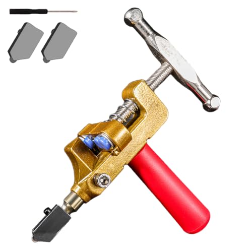 2 in 1 Glass and Tile Cutting Tool with Tungsten Steel Blades and Breaking Pliers – Manual Hand Cutter for Glass, Mirrors, Ceramic and Glazed Tiles – Ideal for DIY and Home Projects (B)