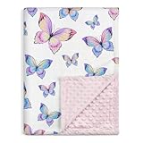 SANDJEST Kid Blankets for Girls 30 x 40 - Kids Throw Minky Blankets with Layer Dotted Backing - Gifts for Birthday Nursery Room Decor