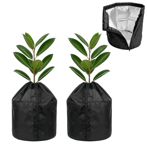 2 Stück Thermo Topfschutz - 50x45cm Topfschutz Pflanzen Winter mit Reißverschluss und Kordelzug Winterschutz für Kübelpflanzen Winterschutzzelt für Kübelpflanzen Pflanzen Wurzeln Halten Warm