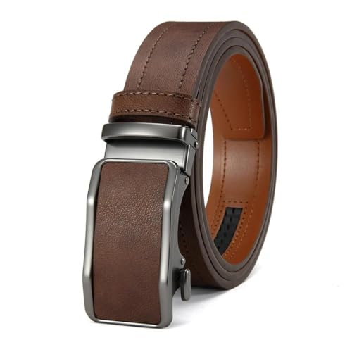 Men's Leather Belt, Automatic Ratchet Buckle Business Belt, Adjustable Length 40Zdk679w-Bk 115CM2