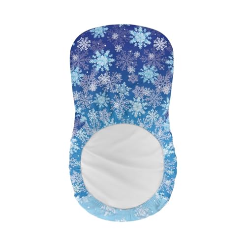Image of Bar Stool Covers with Backs Set of 2 Christmas Blue Snowflakes Waterproof Swivel Bar Stool Covers Slipcovers with Elastic Band Non-Slip Cushion Slipcover for Counter
