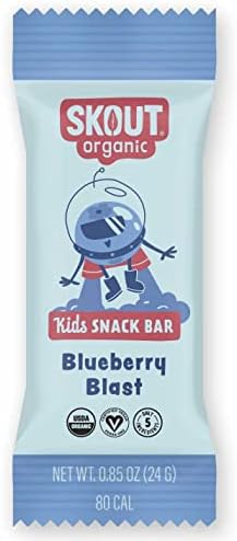 SKOUT Organic Blueberry Blast Real Kids Snack Bars (18 Pack) | Organic Kids Snack Bars | Plant-Based Nutrition, No Added Sugar | Vegan | Gluten, Dairy, Grain, Peanut, Tree Nut & Soy Free