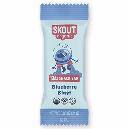 Skout Organic Blueberry Blast Real Kids Snack Bars (18 Pack) | Organic Kids Snack Bars | Plant-Based Nutrition, No Added Sugar | Vegan | Gluten, Dairy, Grain, Peanut, Tree Nut & Soy Free #TOP23