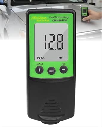 Paint Thickness Gauge CM-8801FN for Cars – Digital Coating Thickness Meter, Auto Fe/NFe Detection, 1 μm Resolution, 0–1250 μm (0–49 mils), ±(3%+2 μm) Accuracy, Automotive Inspection Tool