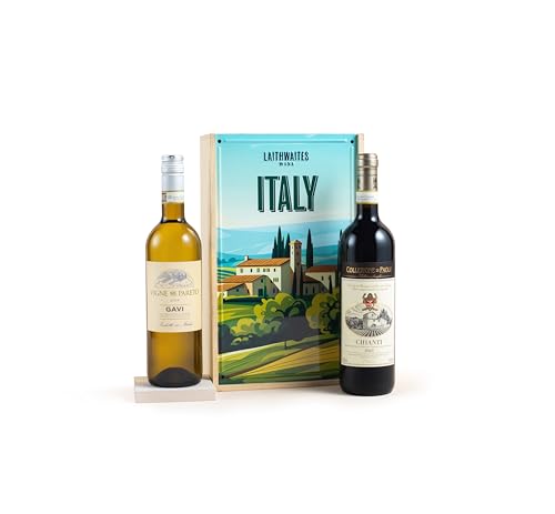 Laithwaites Wine Gift Set (Italy Regional Duo) - Red Wine & White Wine Set – Chianti (75cl) & Gavi (75cl) in Wooden Gift Box – 2 Bottle Set – Italian Gifts (11.5% - 13% ABV)