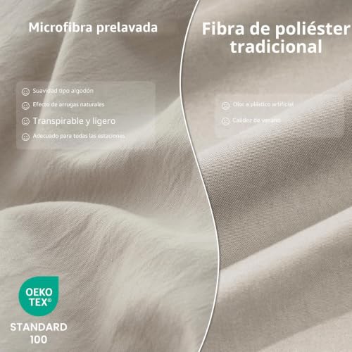 Miniatura 2 de Duvetnova Funda Nórdica Cama 180 Lino,Microfibra Prelavada Súper Suave, Similar Al Algodón, Con Certificación Öko-Tex, 1 Funda De Edredón 260x240 2 Fundas De Almohada 65x65 Cm