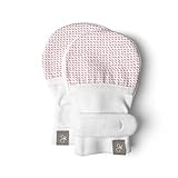 Goumimitts, Scratch Free Baby Mittens, Organic Soft Stay On Unisex Mittens, Stops Scratches and Prevents Germs (0-3 Months, Drops Pink)
