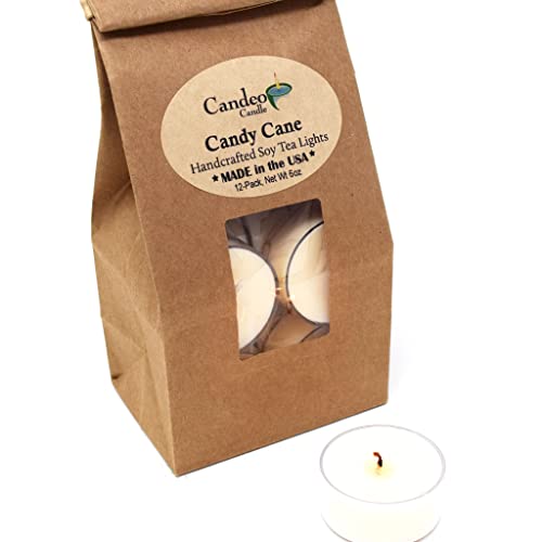 Candy Cane, Holiday Scented Soy Tealights, 12 Pack Clear Cup Candles, Christmas Candles #TOP17