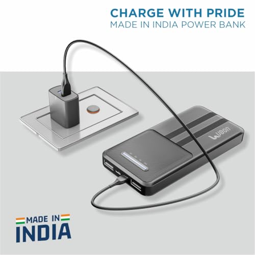Image of Ubon 10000 mAh Power Bank (PBX88Pro) |15 Watt Fast Charging | Dual Output & Input | for Smartphones, TWS Earbuds, Speakers, Tablets (Black)