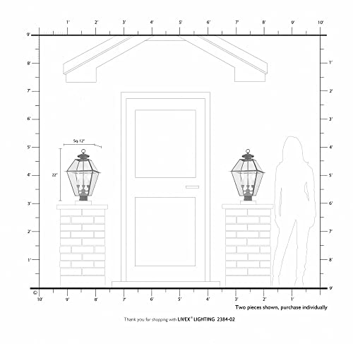 Image of Livex Lighting Lantern 2384-91 Transitional Three Light Post-Top Lanterm from Westover Collection in Pwt, Nckl, B /S, Slvr. Finish, 12.00 inches, 21.5x12.00x12.00, Brushed Nickel