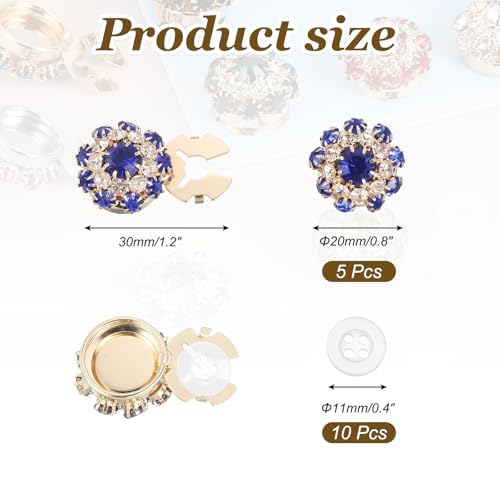 Cache-boutons en strass bleu foncé PATIKIL finition dorée chic