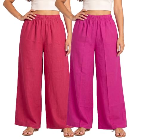 Image of Plaazo Women's Cotton Palazzo | Wide Leg Palazzo for Women | Soft Breathable High Waist Bottom Wear | Comfortable Casual, Office, Travel for Women
