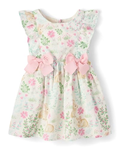 The Childrens Place Baby-Girls and Toddler Flutter Dress Short SleeveWhite Daisy Bunny 4 Years