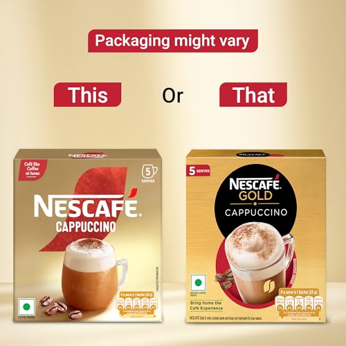 Nescafe Cappuccino | Cafe-like Coffee At Home |Coffee Premix | Just Add Hot Water | 125 G (5 Sachets x 25 G).