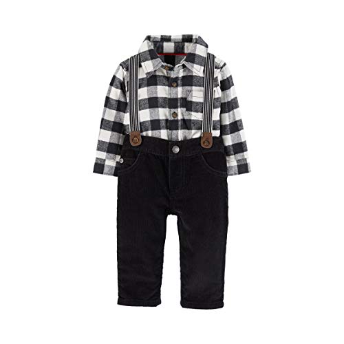 Carter's Baby Boys' 3 Piece Striped Print Dress Me Up Set (9 Months, Black)