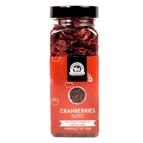 Image of Wonderland Foods 200g Premium Californian Dried And Sliced Cranberry Cranberries Jar | High Antioxidants, Dietary Fiber | Healthy Treats | No Added Sugar