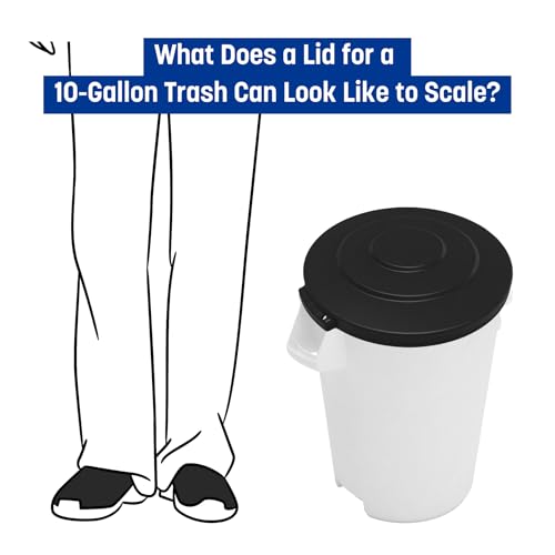 Image of SPARTA Bronco Lid for 10 Gal. Trash Can, Durable, Food-Safe, NSF and HACCP-Compliant, Lid for Commercial Use (Container Sold Separately - Fits Bronco Only), Polyethylene, 10 Gallon, Black (Pack of 6)
