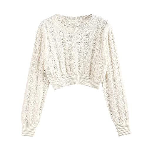 ZAFUL Women's Crew Neck Long Sleeve Pullover Crop...