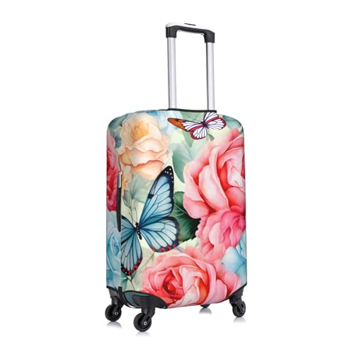 Colorful Flower Butterfly Travel Luggage Cover for Suitcase Anti-Scratch Fashion Suitcase Protector Washable Elastic Baggage Covers Fits 18-21 Inch Luggage for Travel Beach Holiday2
