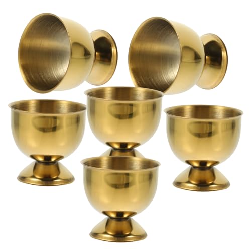 COLLBATH 6pcs Egg Tray Offering Cups Korean Ramen Bowl Easter Egg Cooker Candy Containers Holder Kitchen Gadget Serving Tray Beer Cup Boiled Eggs Shell Cup Colander Golden Stainless Steel