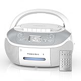 TOMASHI Portable CD Player Boombox with Cassette Player - AM FM Radio,Tape/CD Recording, USB/SD Inputs,Retro Stereo Sound,Dual AC/DC Power,Remote & Backlit LCD - for Home, Camping,Gifts (CD-860A)