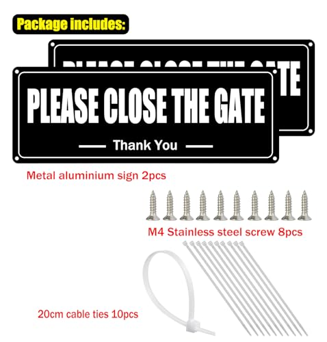 Yitla Please Close The Gate Sign Dog, 2PCS Rust Free Aluminium Please Close The Gate Dog Signs,Waterproof - Image 4