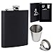 FunkyDrops Lot de flasques à whisky anti-fuite de 200 ml - Pour homme et femme - Flasque de poche noire mate en acier inoxydable avec entonnoir et verre à shot - Coffret cadeau inclus