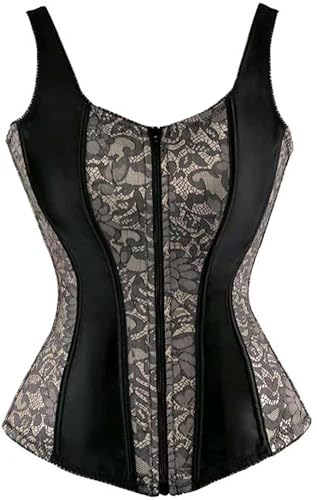 Image of Women's Lace up Gothic Jacquard Shoulder Straps Tank Overbust Shaper Corset Bustiers Top