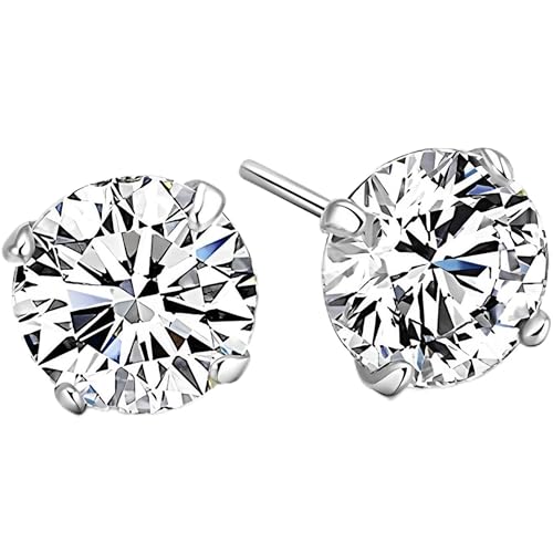 SQAQS d'oreilles en argent pour femmes, 1 paires d'oreilles à tige en ​argent sterling 925 Hypoallergénique oxydes de zirconium cubique Cristal Bijoux...