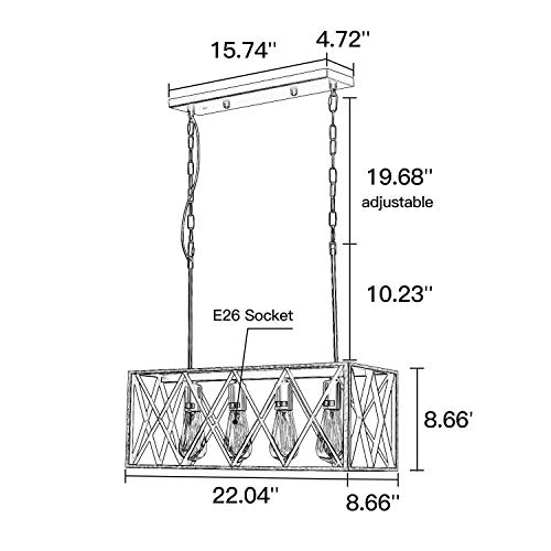 image for isramp Marble Finish Kitchen Island Pendant Lighting Fixture 4-Light, 