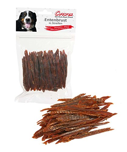 Produktbild von Corwex Snacks für Hunde Entenbrust in Streifen - 5 x 250 g