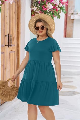 Image of HiMONE Summer Dresses for Women 2025 Vacation Sundresses Ruffle Sleeve Boat Neck with Pockets A Line Casual Dress XS-2XL