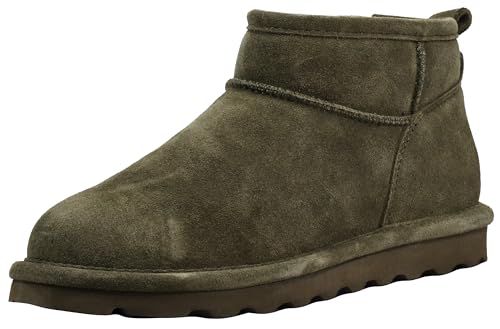 BEARPAW Women's Shorty Dark Olive Size 7 | Women's Ankle Boot | Women's Slip On Boot | Comfortable Winter Boot