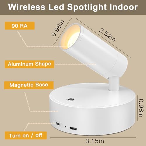 Foco recargable de interior con batería 4000mAh, luz LED con control remoto miniatura 6