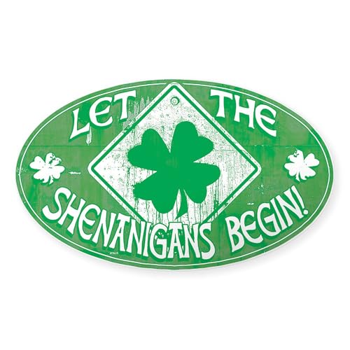 CafePress Shenanigans Begin Green Oval Car Bumper Sticker