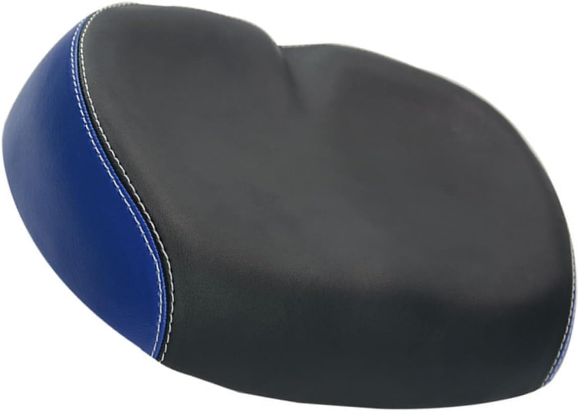 Thickened Breathable PU Bike Seat Cushion Soft Wide Mountain Saddle for Outdoor Riding Shock Absorbing Comfort Pad Replacement for Road and Racing Bikes Black Blue
