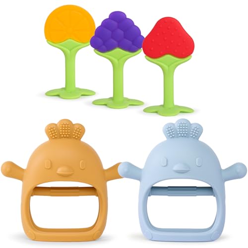 Image of Teething Toys for Baby 0-6 Months with Teething Mittens