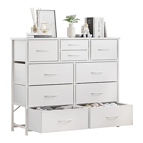 LUMTOK 10-Drawer Dresser with Fabric Storage Drawers Cover