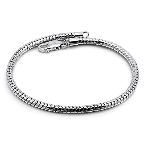 H&Beautimer����925�X�^�[�����O�V���o�[�u���X���b�g �\���b�h3-4mm ���E���h�X�l�[�N�`�F�[���u���X���b�g �j���p - �O���}�[�p�[�e�B�[�W���G���[ - �X�^�[�����O�V���o�[�����N�u���X���b�g 6.3-6.7-7-7.5-8-8.5-9-9