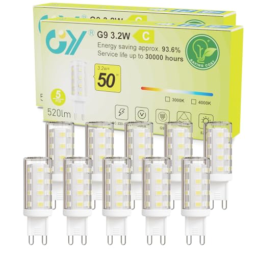 GY G9 LED Bulbs,3.2W Warm White 3000K Energy Saving Light Bulbs,Equivalent to 40W,520 Lumen No Flicker