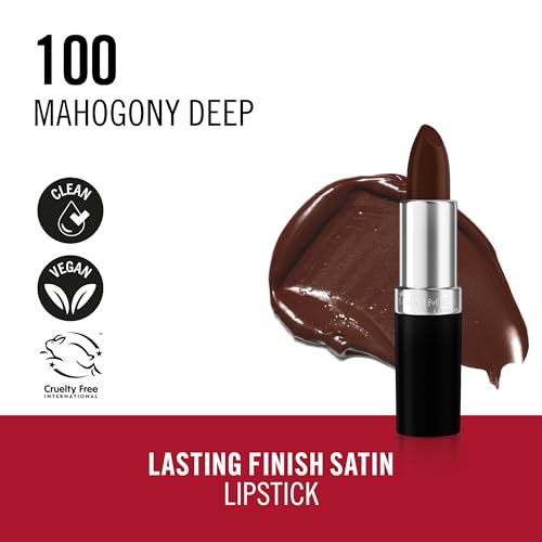 Rimmel Lasting Finish Nude Collection Lipstick, Rossetto a lunga tenuta, Con Burro di Aloe, Idratazione immediata, Formula vegana, 4g, 100 MAHOGONY DEEP - Immagine 2