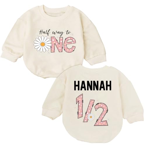 Personalized Half Birthday Outfit Baby Girl Bee, 1/2 Birthday Girl Bubble Romper, Half Way To One Girl