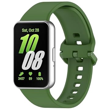 Linkshare Pulseira de Relógio Compatível com Samsung Galaxy Fit 3, Verde, Silicone, Ajustável, Clássico, Unissex