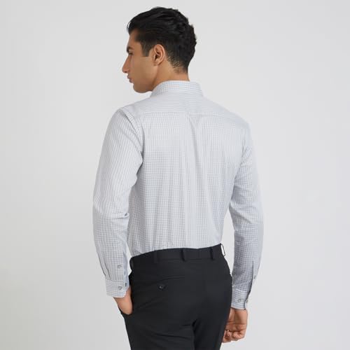 Image of Raymond Men's Pure Cotton Structure Pattern Slim Fit Semi Cutaway Collar Full Sleeve Formal Shirt
