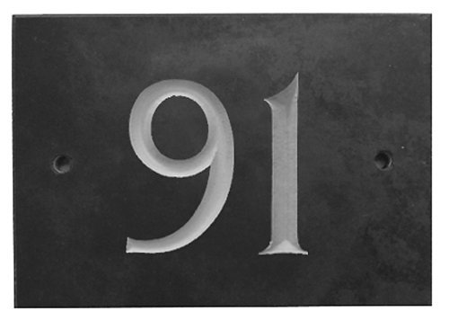The House Nameplate Company Slate House Number, Charcoal Grey,Number 91