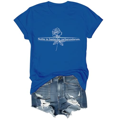 Camiseta retro Nolite Te Bastardes Carborundorum con flores, unisex, azul real, M