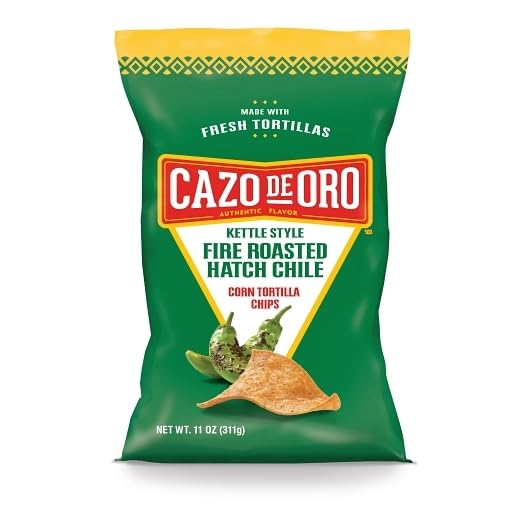 Cazo De Oro Fire Roasted Hatch Chili Tortilla Chips, 11 Ounces (Pack Of 9)