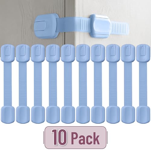 Image of Bates- Child Safety Strap Locks, 10 Pack, Baby Blue, Child Locks for Cabinets and Drawers